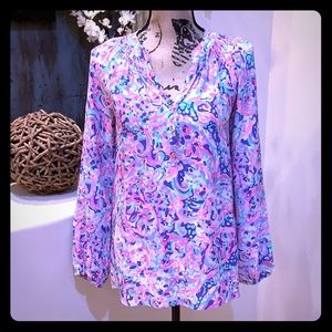 Lilly Pulitzer Pink and Blue Paisley Blouse